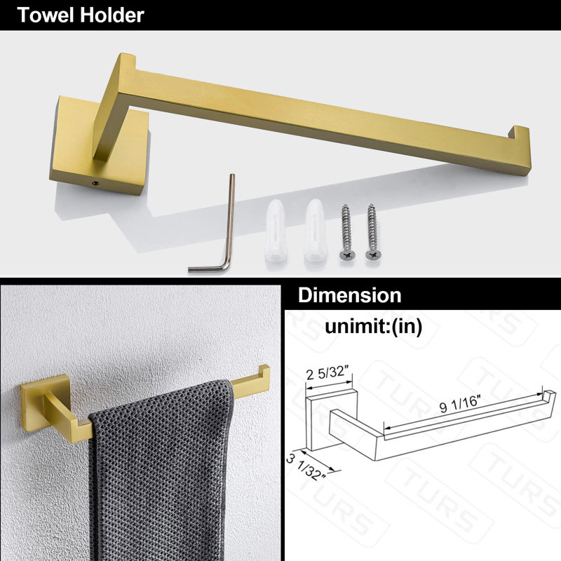 4 - Piece Bathroom Hardware Set, Brushed Gold
