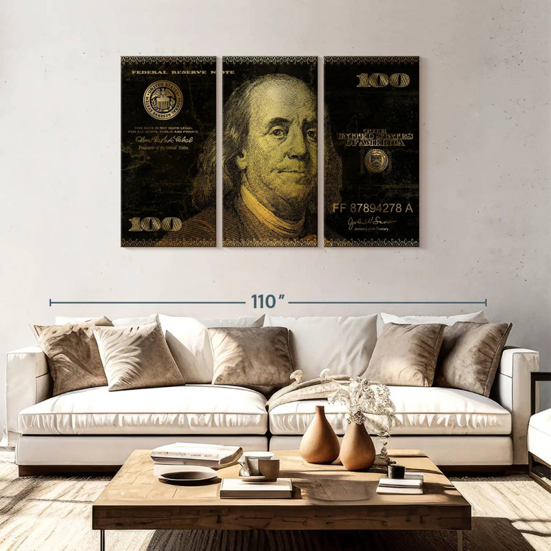 Billet de cent dollars, H 48 po x l 74 po