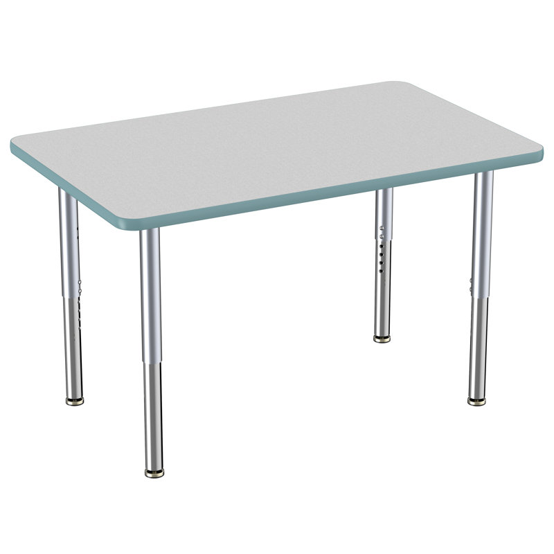 Table rectangulaire d'activité rectangulaire avec pieds réglables, 30" x 48", Gris / écume de mer, Super