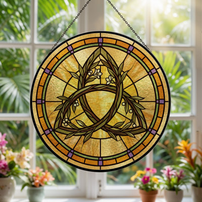 Panneau de vitrail Celtic Knot ， H 12 po