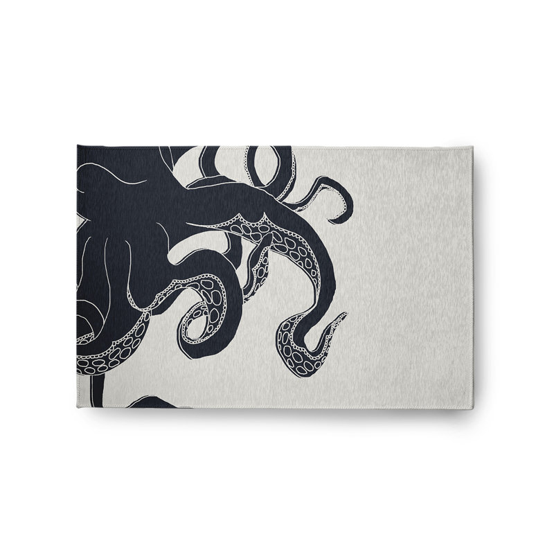 Tapis bleu requin tissé à plat Llukan, Rectangle 2 pi x 3 pi