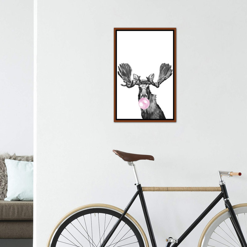 Art orignal de gomme à bulles, H 26 po x l 18 po x P 1,5 po, Toile avec cadre en bois classique