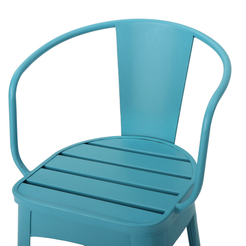 3 Pc Kd Metal Outdoor Bistro , Blue. Powder Coated Iron, Resilient. Chair: 18/30" H X 16.25/20" W 16.25/20.5" D. Table: 30" 23.67" D - In Iron Table And Chairs For Long-Lasting Use. 18/30 Inches