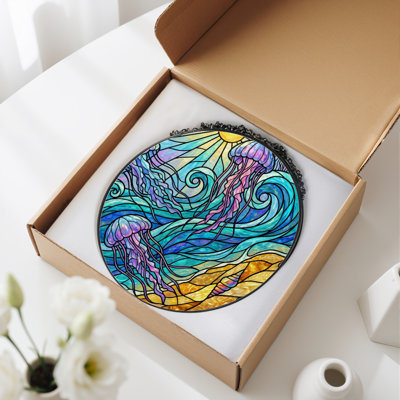 Panneau de vitrail 12 "H Ocean Waves