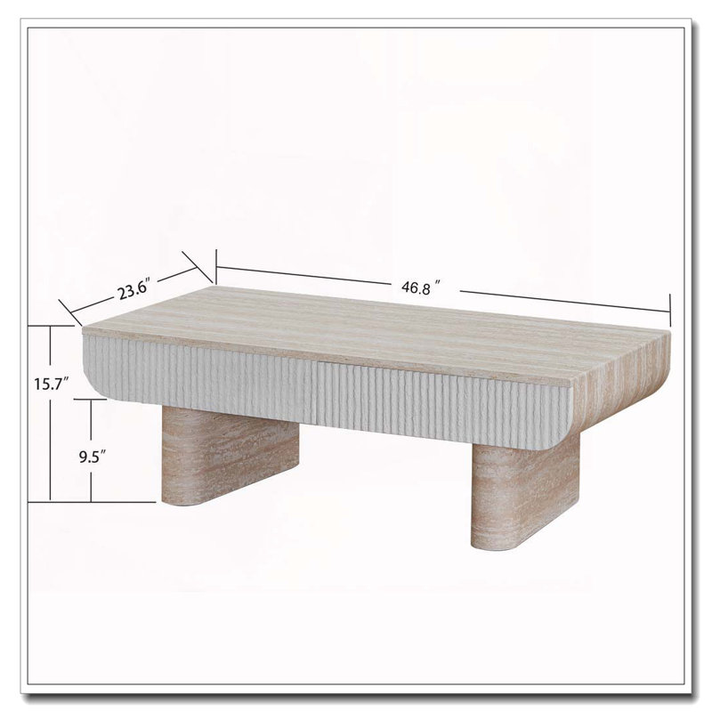 Coffee Table With Fluted Drawer, Coffee Table For Living Room