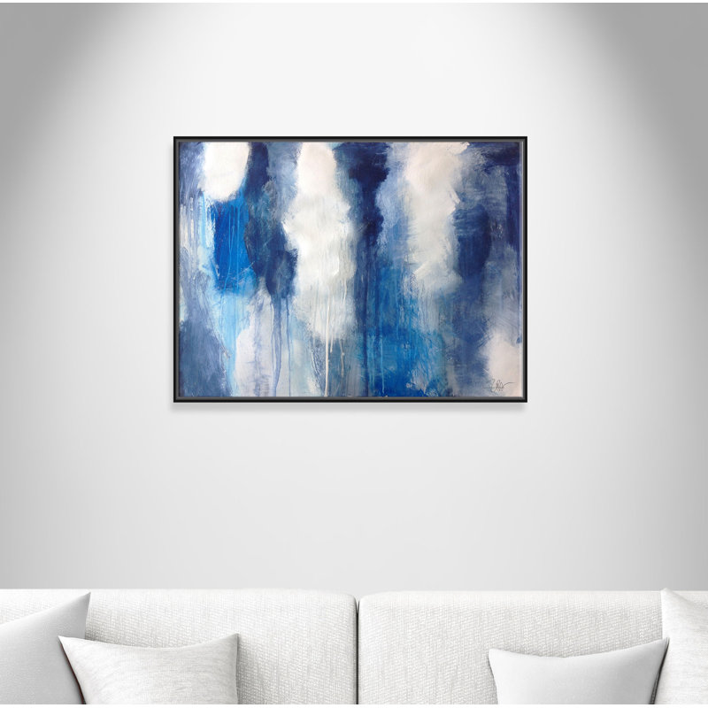 In the Clouds " In the Clouds " Acrylic Painting, 12" H x 16" W x 2" D, Black Framed