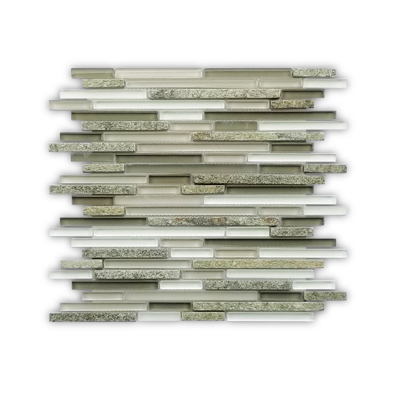 Denver 12" x 12" Natural Stone/Glass Linear Mosaic Wall & Floor Tile, Gray