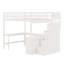 Lit mezzanine avec bureau intégré en forme de L et tablettes de rangement à trois niveaux, et escalier de rangement attaché-1728796595