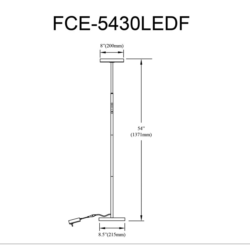 Francine Floor Lamp - 30W - White Acrylic Diffuser, Satin Nickel