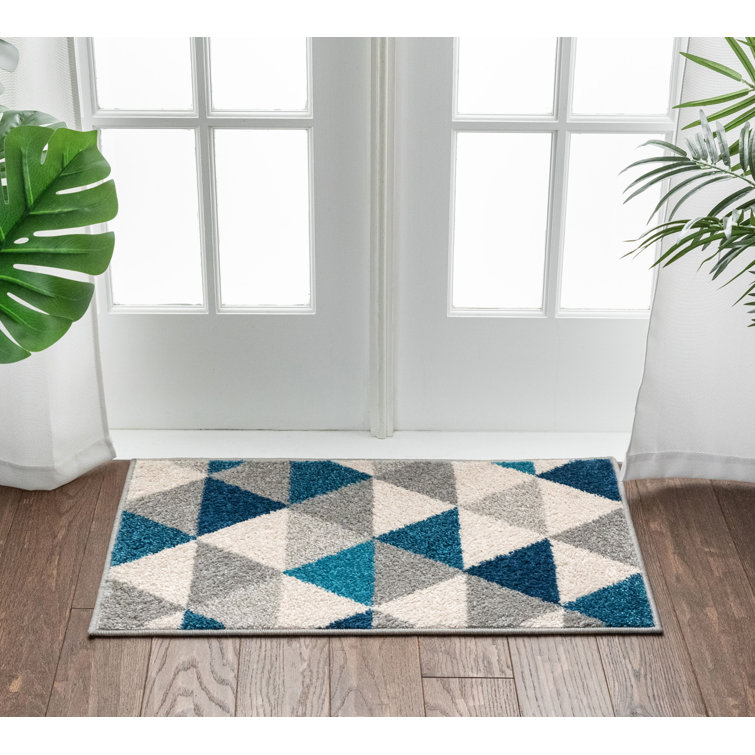 Rivka Modern Blue/Grey/Cream Geometric Rug