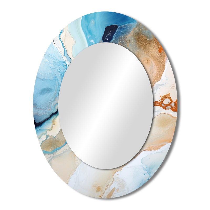 Miroir mural bleu et blanc Geyser, 43 po x 33 po