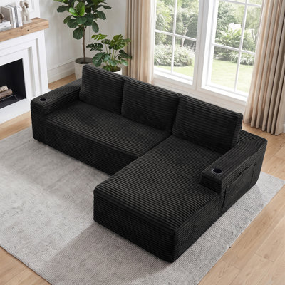 Canapé d'angle Cloud de 264 cm (104 po), canapé modulaire moderne en velours côtelé sans armature, en forme de L, avec assise profonde, méridienne à gauche ou à droite, aucun assemblage requis pour le salon ou la chambre à coucher