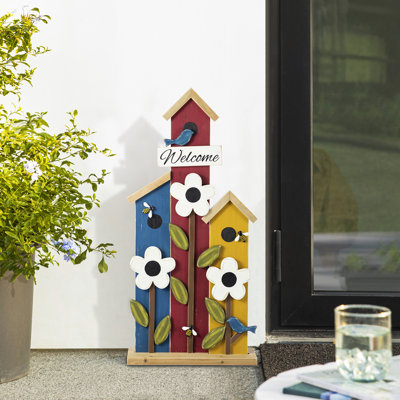 30"H Solid Wood Birdhouse Shaped Porch Décor