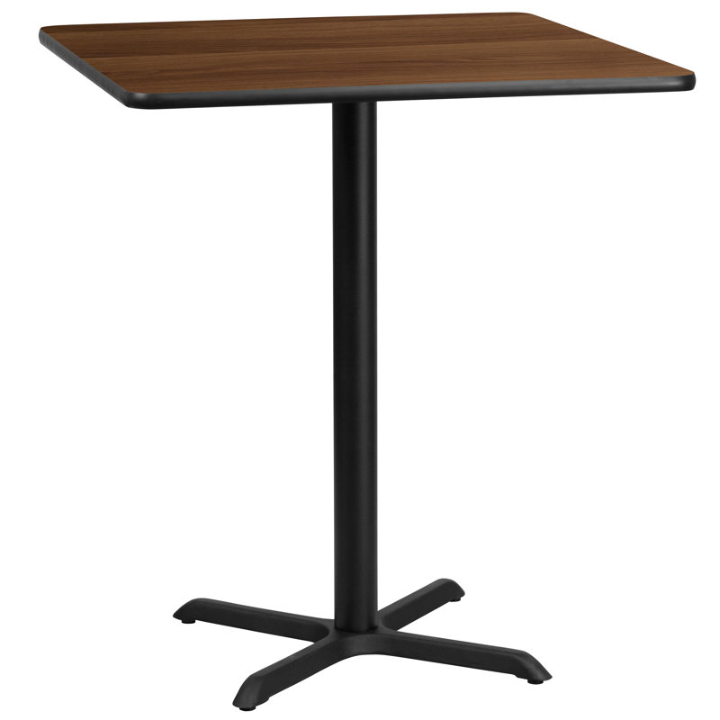 Walnut Laminate Square Dining Table with Black Base