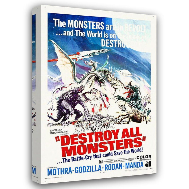 Art graphique sur toile tendue avec galerie d'archives Trinx Hollywood, titre: Destroy All Monsters, 68, H 24 po x l 17 po