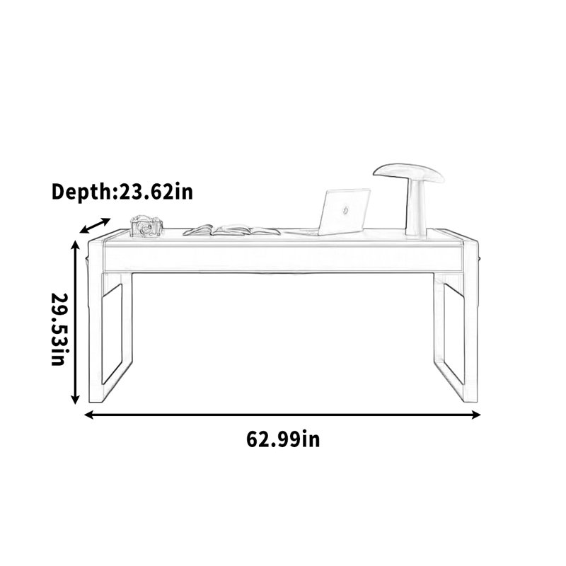 Bureau pour bureau à domicile et bureau avec tiroir de rangement, H 29,53 po x l 62,99 po x P 23,62 po