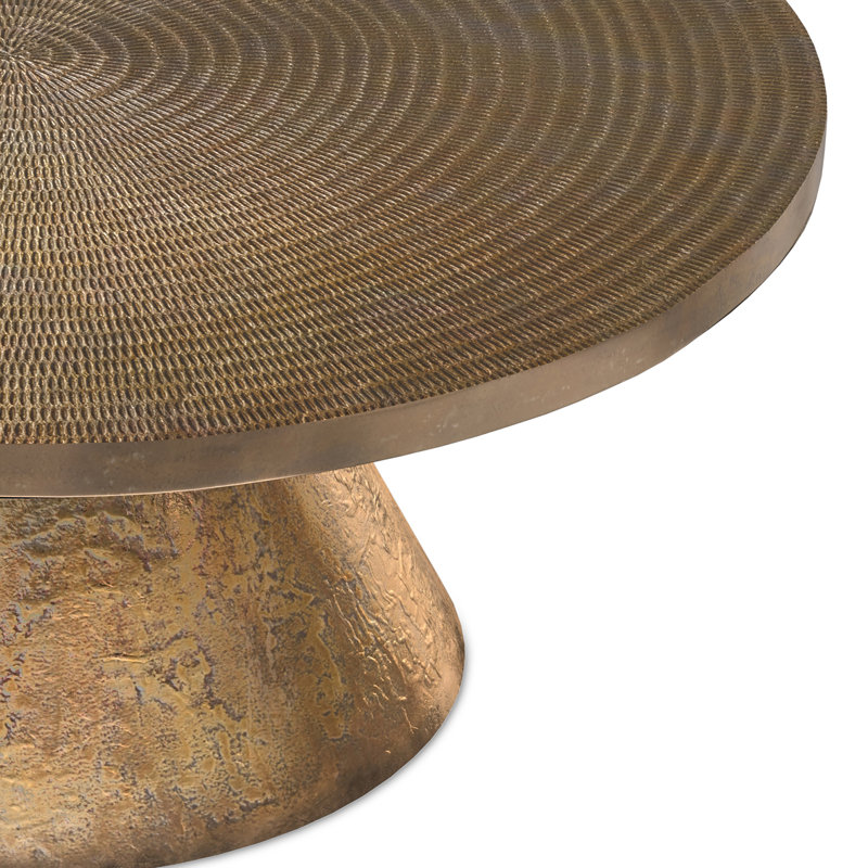 Michelle Vintage Brass Round Cast Aluminum Coffee Table