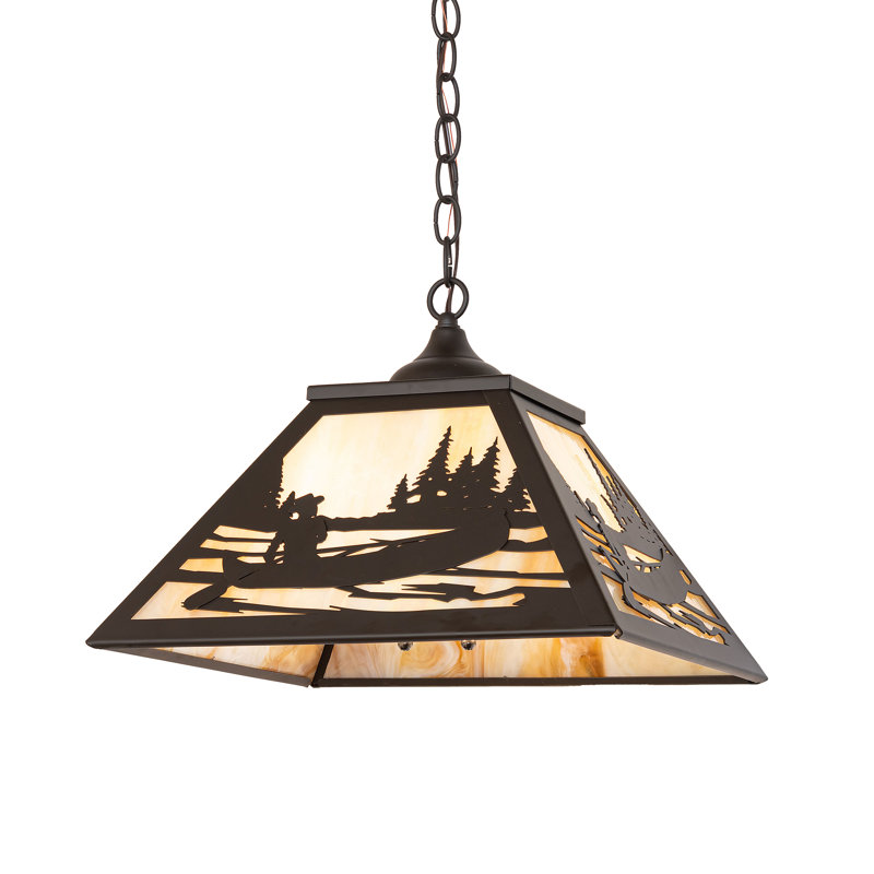 16" Square Canoe At Lake Pendant