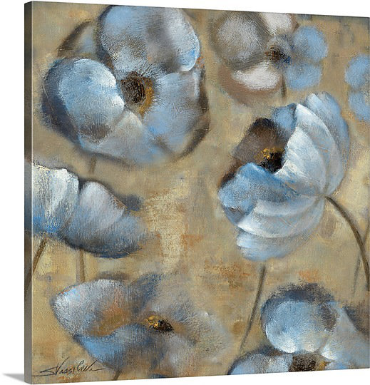 «Flowers in Dusk II» par Silvia Vassileva, reproduction d'art sur toile, H 20 po x l 20 po x P 1,25 po