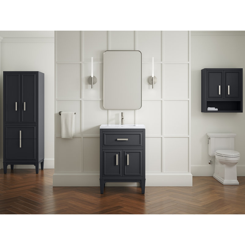 Southerk 70-In X 24-In Linen Tower, Slate Gray