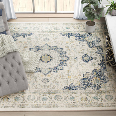 Tapis oriental ivoire et bleu Annette