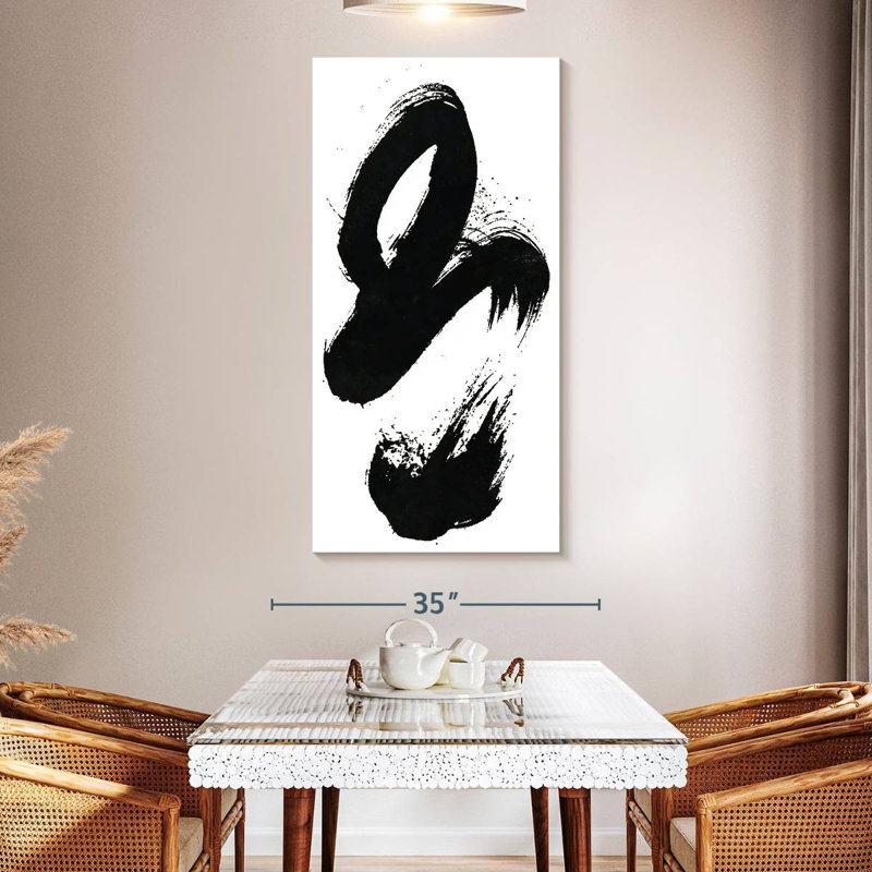 Swirling Black Brush Stroke, 54" H x 27" W