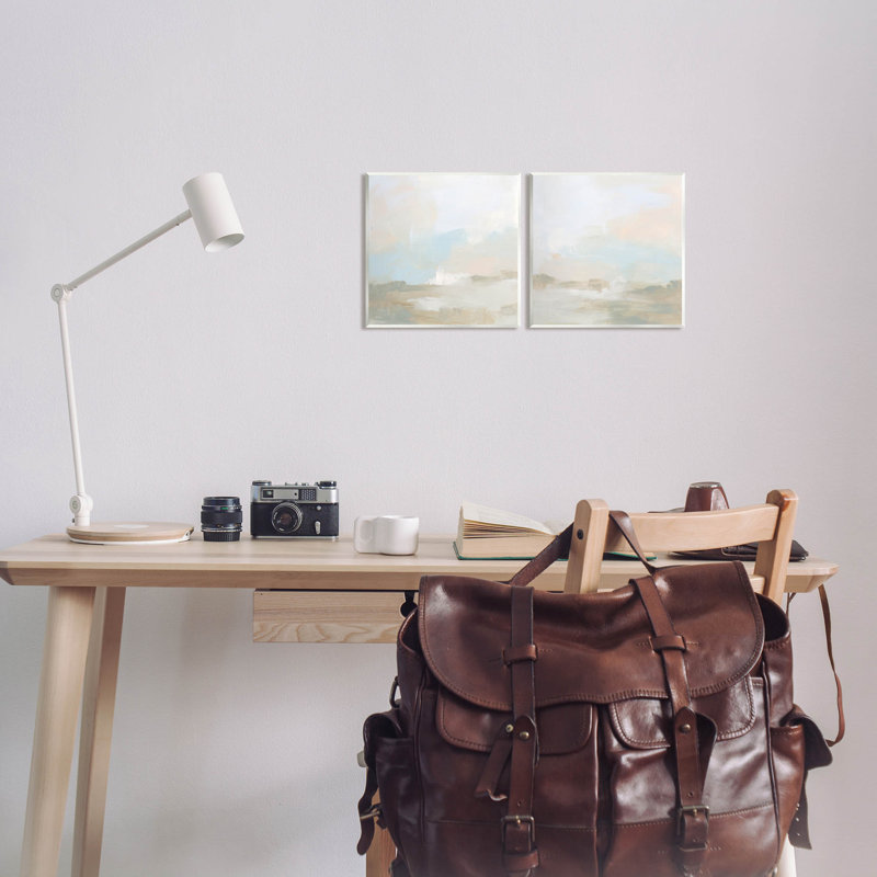 "Pastel Abstract Landscape", ensemble de 2 plaques murales par June Erica Vess