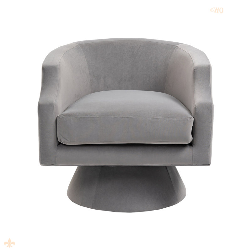  Fauteuil d'appoint pivotant à 360 degrés Keyondrae, Velours gris