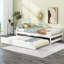 Lit plateforme simple avec lit gigogne simple, blanc