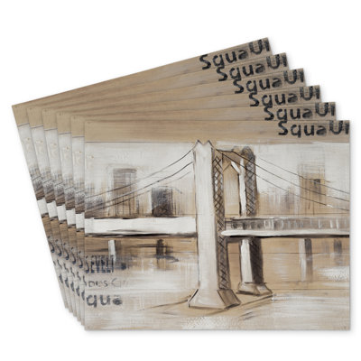 Abstract Bridge Polyester Andaluss Set of 6 | Home Decor
