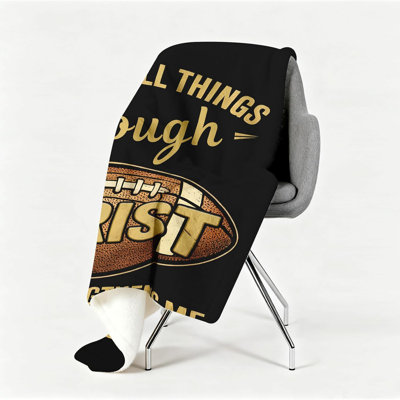 Football Gifts Blanket - Unique Football Gifts for Teen Boys, Football Coach Team, Inspirational, Birthday, Christian Gift for Men, Football Sport Players Lovers (Black Football, 30'' x 40'')