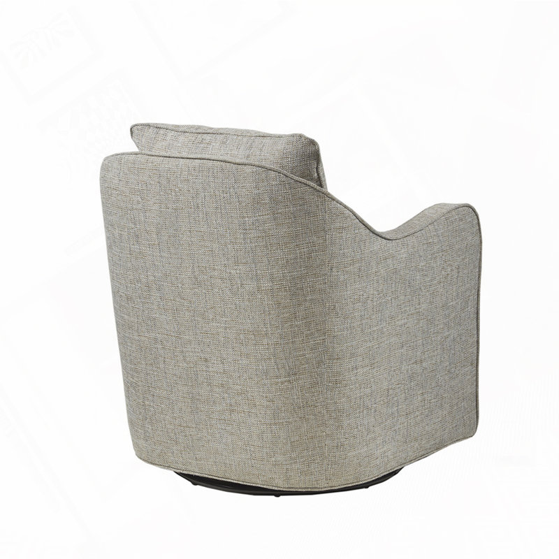 Fauteuil demi-tonneau pivotant rembourré, entièrement assemblé, Gris