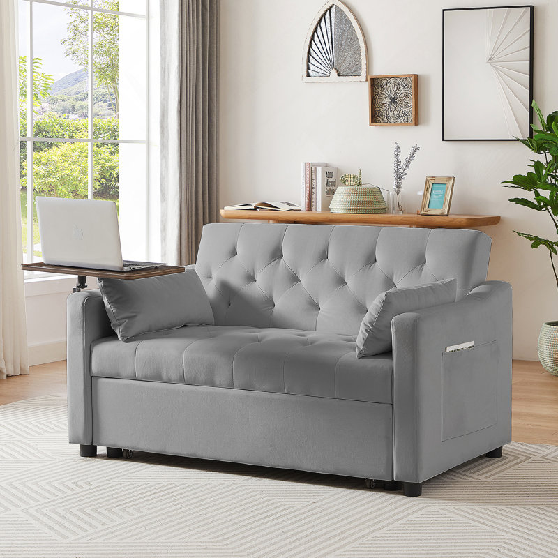 Luxueux canapé-lit en velours avec mousse de haute qualité et structure en bois durable, parfait pour les intérieurs modernes et classiques.