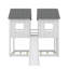 Lit superposé simple au-dessus d'un lit simple de style maison avec glissade et fenêtre