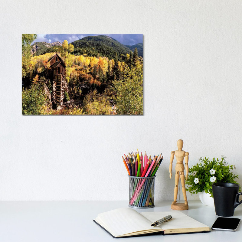 Colorado Autumn At Crystal Mill by Olena Art - Wrapped Canvas Print, 20.32 cm H x 30.48 cm W