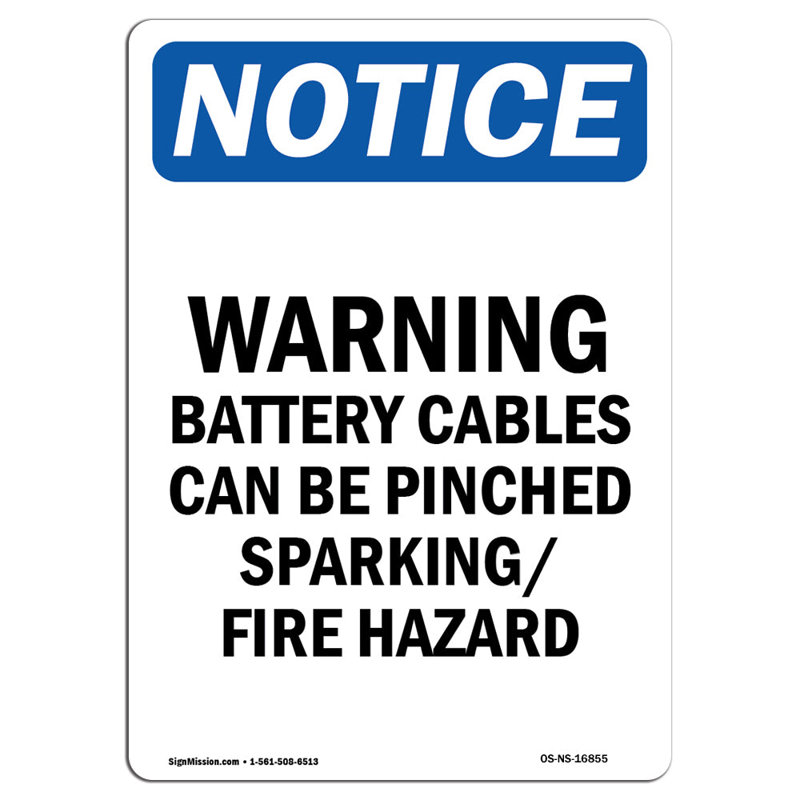 Warning Battery Cables Sign