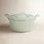 Bloomhouse 7 Qt Cast Iron Dutch Oven w/ Lid, European Enamel, & Walnut Wood Trivet - Oat White-490643240