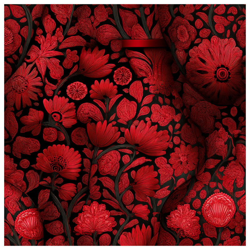 Rideaux de fenêtre à motif de fleurs rouges et voilages à motif floral - 1 panneau, 50" x 92" - 1 Panel, Blockout