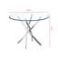 Table de salle à manger ronde contemporaine en verre trempé transparent avec pieds en acier inoxydable à finition argentée-2066684152