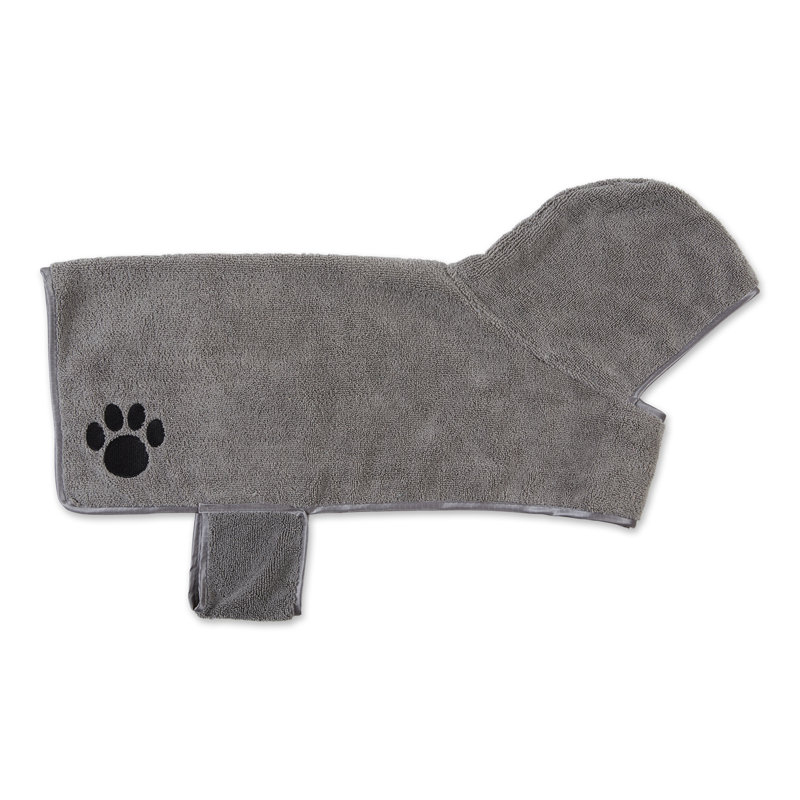 Couverture en polyester AQUA brodé PAW, L 26 po x l 16 po, Gris