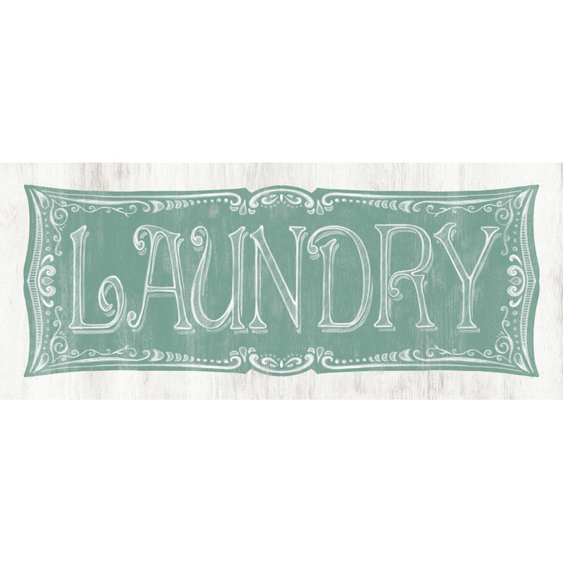 Teal Laundry - Textual Art Print, 51 cm H x 76 cm W, Black Floater Framed