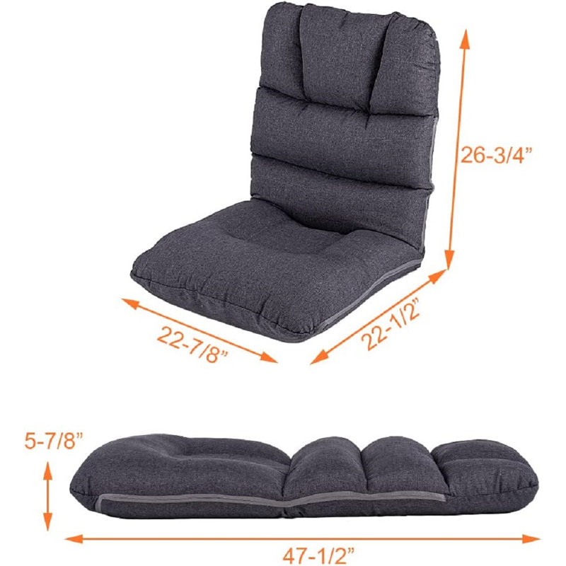 Latitude Run® Adjustable Reclining Floor Game Chair, Charcoal