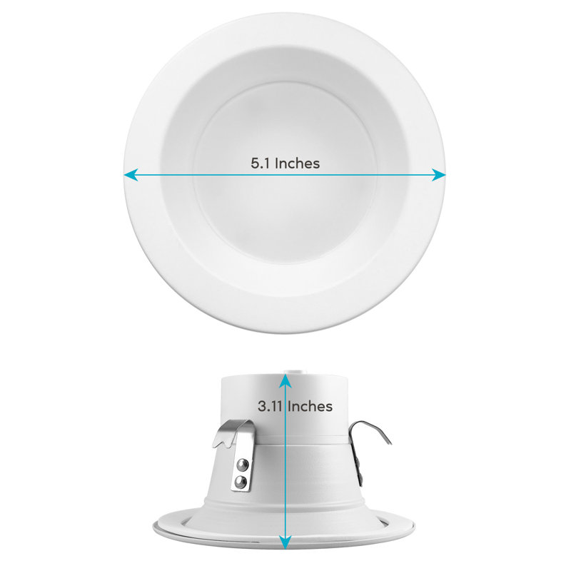 4 lumières DEL encastrées 4 pouces 10W 5 lumières à intensité variable à intensité variable sélectionnables 750 lumens homologuées ETL homologuées ETL