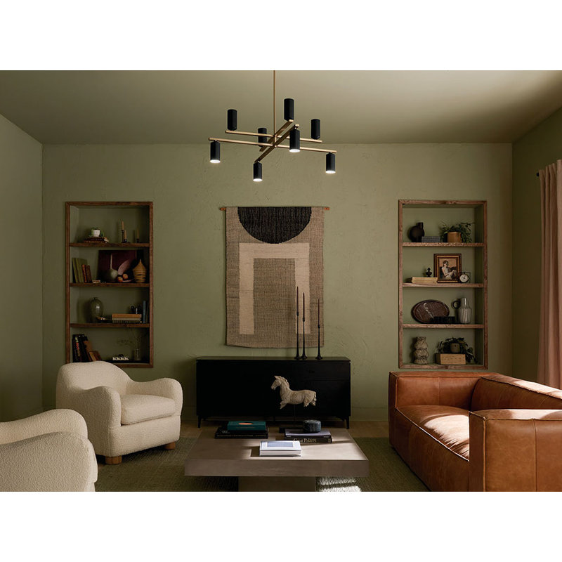 Lustre à 8 lumières à niveaux, Noir