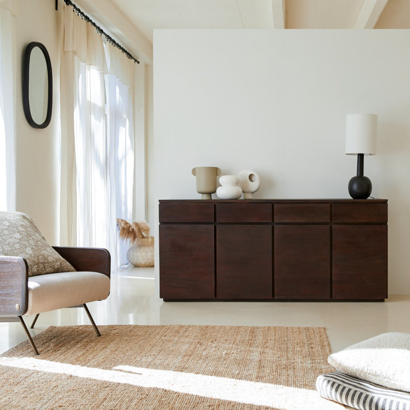 Eva 78.74'' W Solid Wood Sideboard