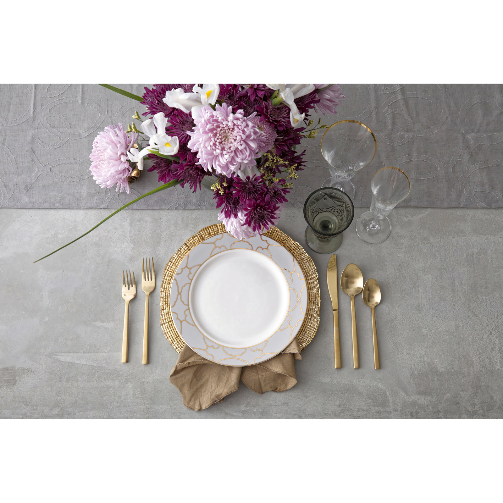 Arezzo Brushed Salad Servers, Brushed Gold