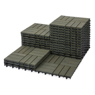 12" x 12" Solid Wood Interlocking Deck Tile (Set of 27)