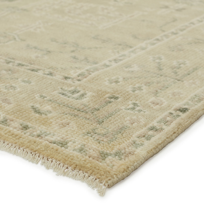 Ginerva Floral Hand Knotted Wool Cream Area Rug, Runner 3' x 10'