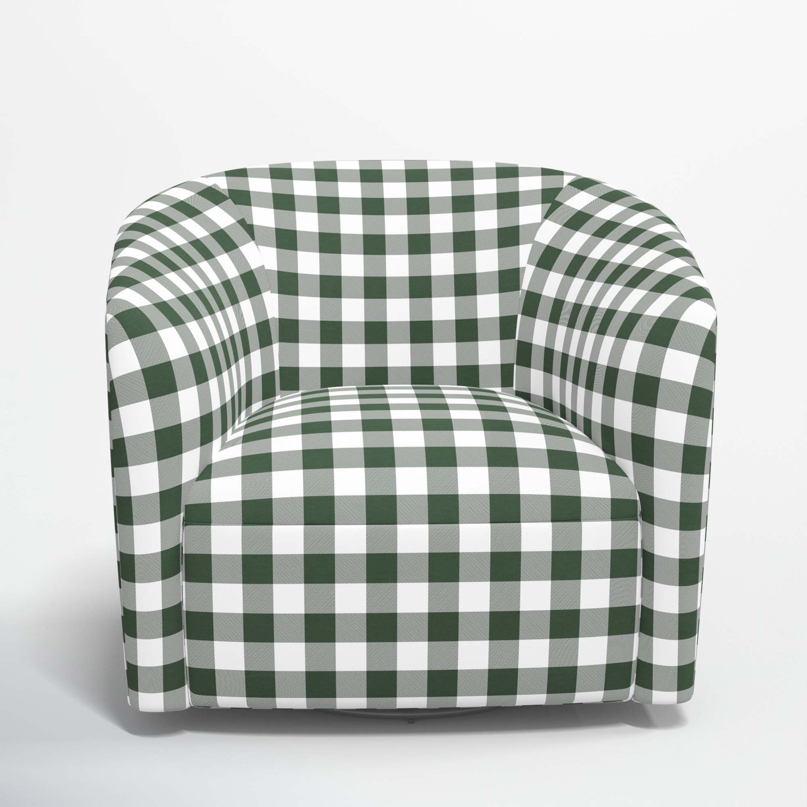 Marita Swivel Barrel Chair, Classic Gingham Evergreen