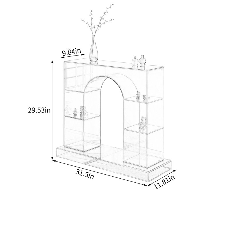 Console arquée bleue en acrylique, H 29,53 po x l 31,5 po x P 11,81 po